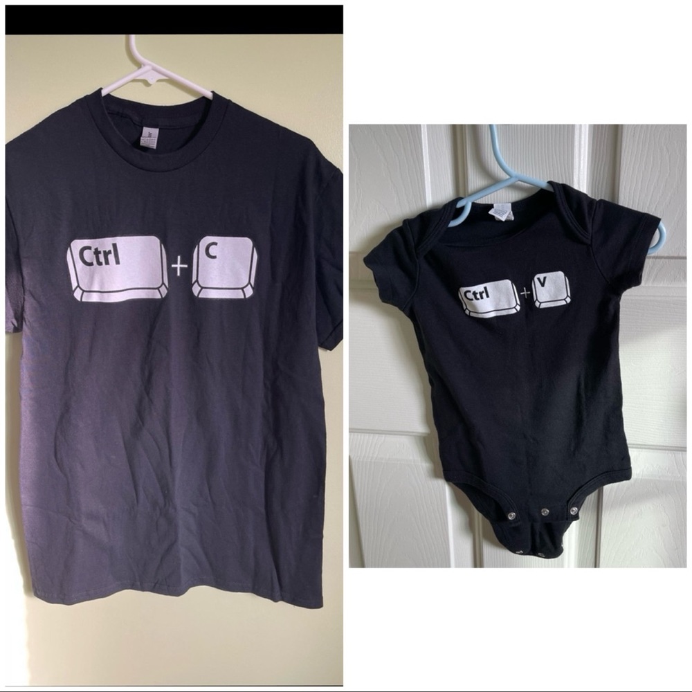 Mommy & Me or Daddy & Me Black Ctrl+C T-Shirt and Ctrl+V Set size medium/12m
